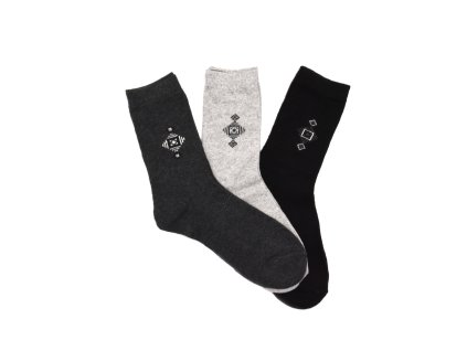 Pánske vlnené ponožky ANGORA VZOR 3-pack - čierna/svetlo sivá/tmavo sivá