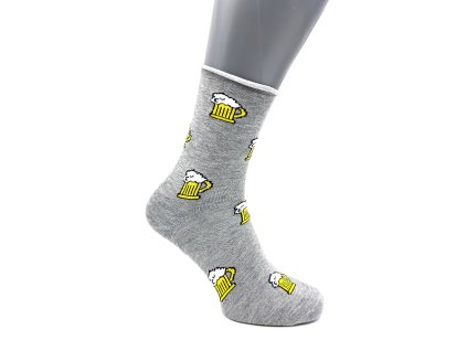 Pánské zdravotní ponožky se vzorem "pivo" - šedá
