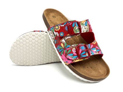 Dámske biošľapky červené so vzorom