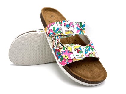 Dámske biošľapky biele so vzorom