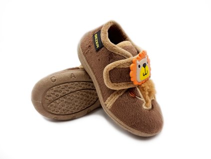 Dětské papuče GEZER LVÍČEK - hnědé
