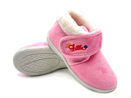 Detské papuče GEZER s kožušinou LITTLE - ružová