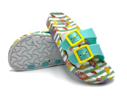 Dětské páskové pantofle GEZER - OVOCE - mátová