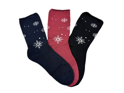 Dámske bambusové termo ponožky 3-pack - modrá/červená/čierna