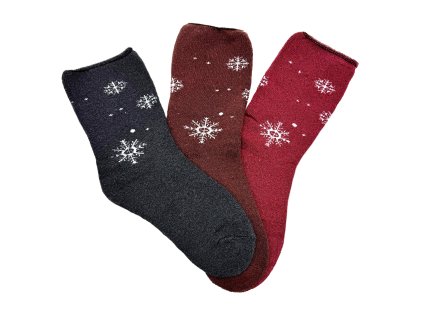 Dámské bambusové termo ponožky 3-pack - šedá/hnědá/červená