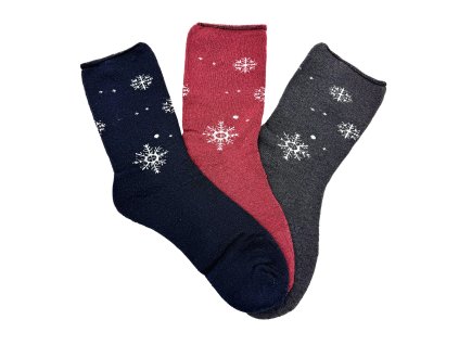 Dámske bambusové termo ponožky 3-pack - modrá/červená/sivá