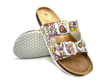 Dámské biopantofle VZOR - bílá/zelená
