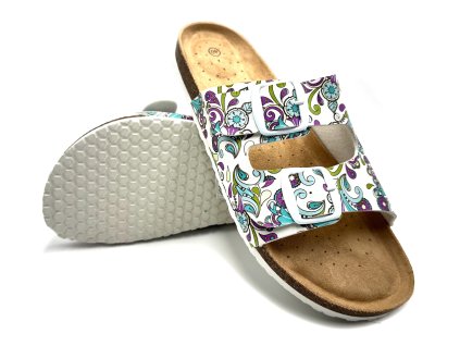 Dámské biopantofle VZOR - bílá/fialová