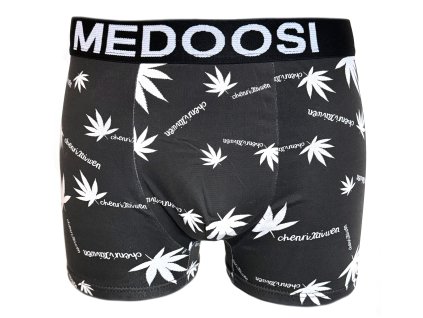 Pánské boxery MEDOOSI CANNABIS - černé