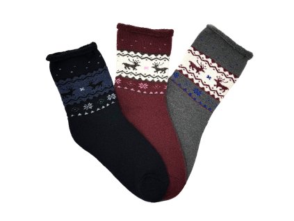 Dámské bambusové termo ponožky SOB 3-pack - červená MIX