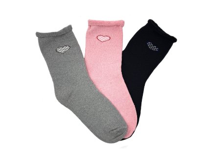 Dámské bambusové termo ponožky SRDCE 3-pack - růžová MIX
