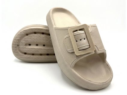 Dámské bazénové pantofle TEXBASE s páskem - béžová