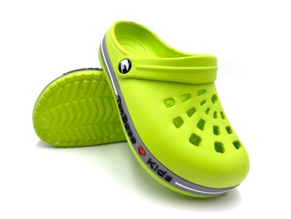 Dětské clogsy TEXBASE s 3D logem větší - limetkové