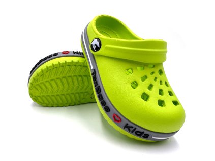 Dětské clogsy TEXBASE s 3D logem menší - limetková