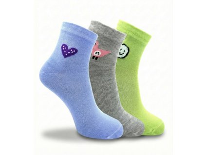 Dámské kotníkové ponožky s obrázkem 3-pack - zelený MIX