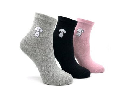 Dámske členkové ponožky s obrázkom 3-pack - ružový MIX