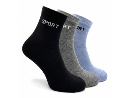 Pánské kotníkové ponožky sport modrý MIX 3-pack