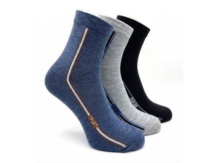 Pánske členkové ponožky šport pruh MIX 3-pack