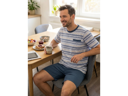 Pánské pyžamo PROUŽEK - bílé