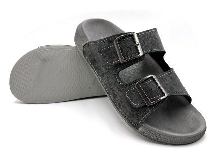 Pánské páskové pantofle - šedá