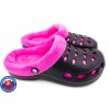 Dámské zateplené clogsy FLAMEshoes A-002-M černo-růžové (Velikost 36)