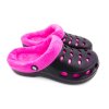 Dámské zateplené clogsy FLAMEshoes A-002-M černo-růžové (Velikost 36)