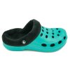 Dámské zateplené clogsy FLAMEshoes A-002-M tyrkysovo-černé (Velikost 36)