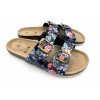 Dámské korkové biopantofle modré s květy (Velikost 36)