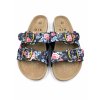 Dámské korkové biopantofle modré s květy (Velikost 36)