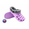 Dámské zateplené clogsy FLAMEshoes F 002 M světle fialová šedá