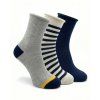 Pánske zdravotné ponožky stredné so vzorom modrá / šedá / pruh 3-pack