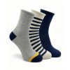 Pánské zdravotní ponožky střední se vzorem modrá / šedá / pruh 3-pack