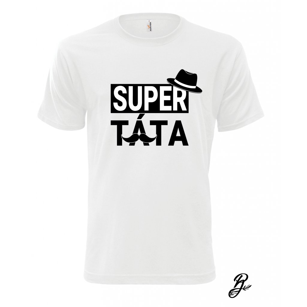 Pánské tričko s potiskem motiv Super táta - 1D - bílá