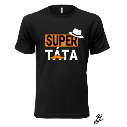 Pánské tričko s potiskem motiv Super táta - 1A - černá