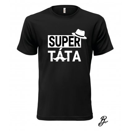 Pánské tričko s potiskem motiv Super táta - 1C - černá