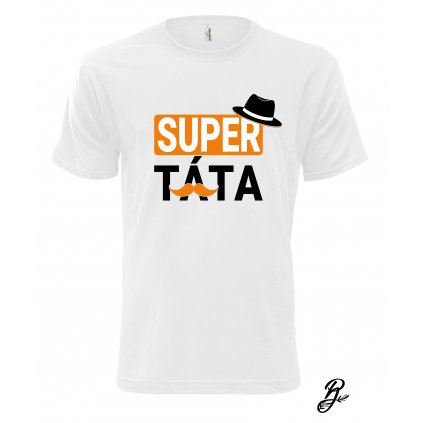 Pánské tričko s potiskem motiv Super táta - 1B - bílá