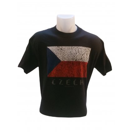 Pánské černé tričko motiv česká vlajka
