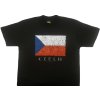 Pánské černé tričko motiv česká vlajka detail