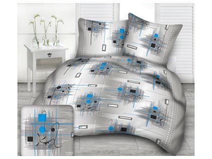 Krepové povlečení modrá geometrie Texora LT808