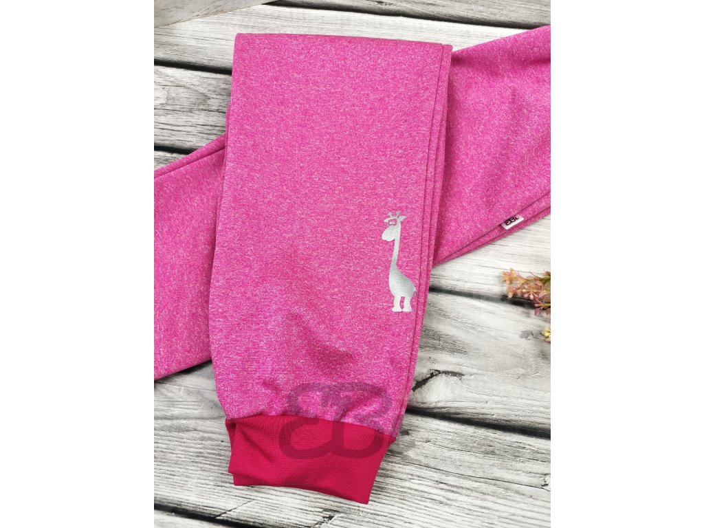 Softshellové kalhoty růžový melír - žirafa