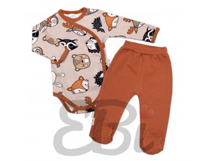 131242 231601 baby nellys 2 dilna sada body dl rukav polodupacky spici zviratka cappuccino