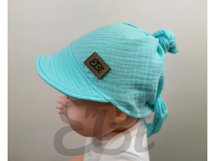 Dětská kšiltovka mušelín, Aqua