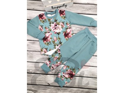 Mikina pivoňky/petrolej