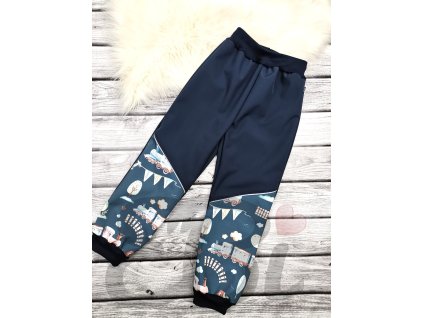 Zimní softshellové kalhoty - tm.modré, Vláčky