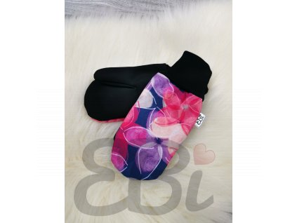 Zimní softshellové rukavice - černé, Colorful Flower