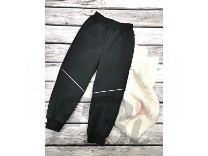 Zimní softshellové kalhoty s BERÁNKEM - Černé s reflexním pruhem