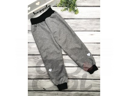 Softshellové kalhoty šedý melír - srdíčka