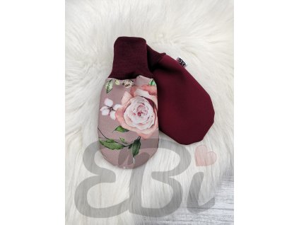 Bezpalcové softshellové rukavice -bordo, Mauve rose