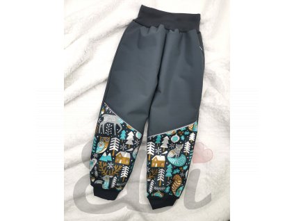 Zimní softshellové kalhoty s BERÁNKEM šedé - XMas