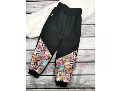 Zimní softshellové kalhoty s BERÁNKEM černé - Zvířátka